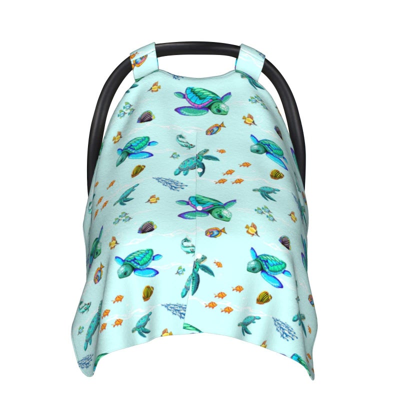 Mcewoel Sea Turtle Baby Car Seat Cover in Winter Summer  Nursing Cover for Mom  Turtle Stuff for Baby Boys Girls - Image 1